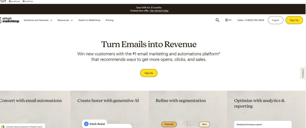 Image showing mailchimp homepage